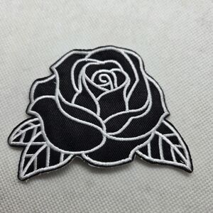 Elegant Black and White Rose Patch